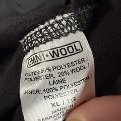 Omni Wool Base Layer Shirt Mens XL Black Wool Blend Crew Neck Long Sleeve Camp