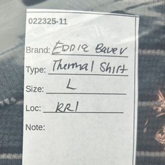 Eddie Bauer Waffle Knit Thermal Shirt Black Large Striped Undershirt Baselayer