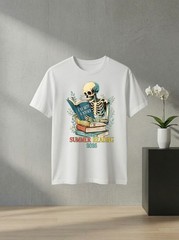 Unisex Unearth a Story Summer Reading2026 Vintage Skeleton Reader Graphic TShirt