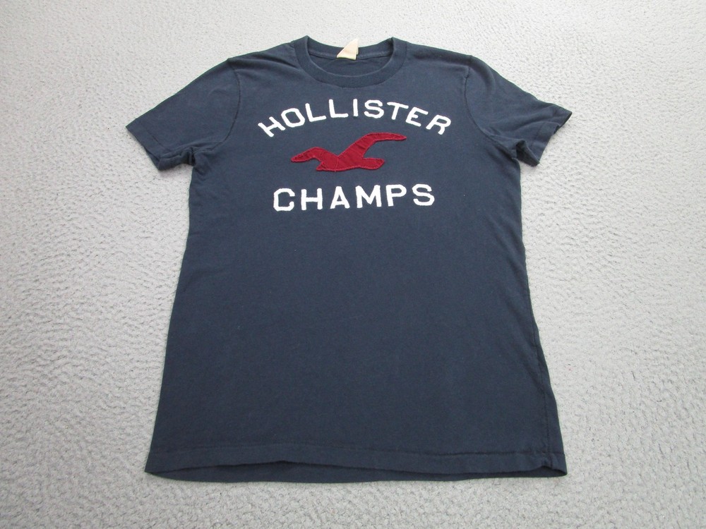 Hollister Shirt Mens Small Navy Blue Champs Seagull Logo Applique Embroidered