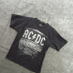 AC/DC Mens Shirt Medium 100% Cotton Short Back In Black Concert 1980 Reprint