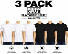 3 PRO CLUB T SHIRT HEAVYWEIGHT SHORT SLEEVE PLAIN 100% COTTON Black Or White