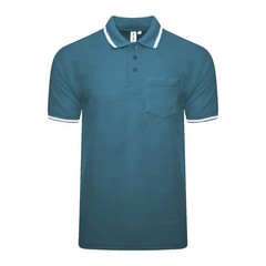 Men’s Polo Short Sleeve Pique Plain Single Tipping Chest Pocket Casual Tee Top