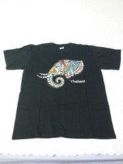 3D Elephant Print Thailand Black T Shirt Souvenir Size Large new