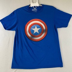 Marvel Captain America Shield Graphic T-Shirt Men’s Short Sleeve Blue MD (38-40)