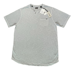 NWT Men’s Sz L Light Gray Henley Short Sleeve Pocket TShirt Buffalo David Bitton