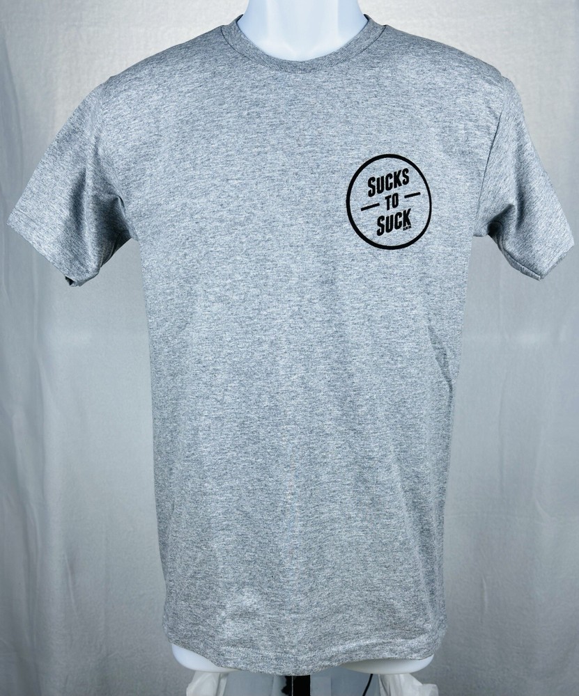 Men’s Gray CLSC Graphic Print Logo Front and Back Sucks To Suck T shirt Size XL