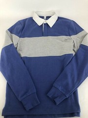 American Apparel Unisex Thick Knit Rugby Shirt, Blue Bell w/ Heather Grey, Small