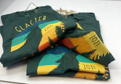 Glacier National Park Shirt Mens X- Small Green Wolf Art Outdoor Montana Tourist