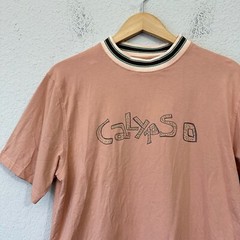NICHOLAS DALEY Crew Neck T-Shirt Mens Sz M Apricot Calypso Graphic Tee SS Cotton
