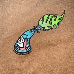 HUF Y2K Skater Graffiti T-Shirt Sz L Graphic Print Streetwear Molotov Logo 2002