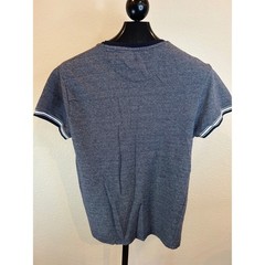 Straight Faded New York Mens Large Navy Blue Textured Knit Short Sleeve T-Shirt
