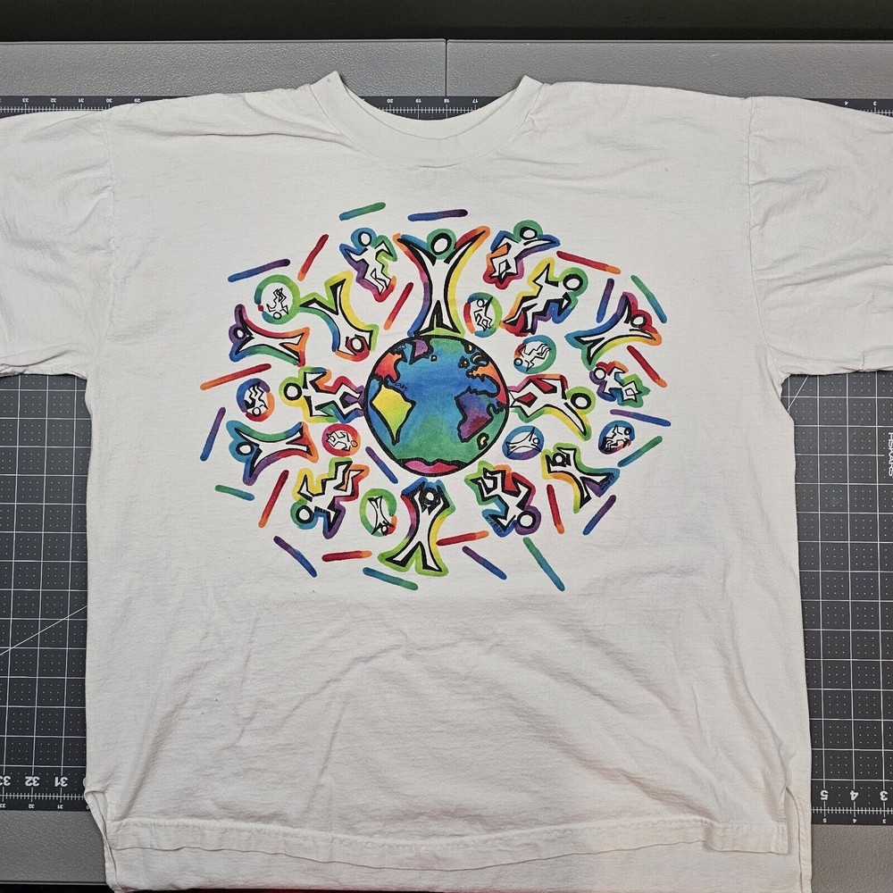 Vintage World View Tshirt XXL Peace Love Harmony Coexist 90s Single Stitch Retro