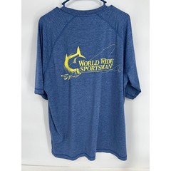 World Wide Sportsman Mens XL Blue Heathered Fishing Graphic T-Shirt Short Sleeve