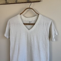 1980s Anthony 50/50 Paper Thin V-Neck White T-Shirt Large