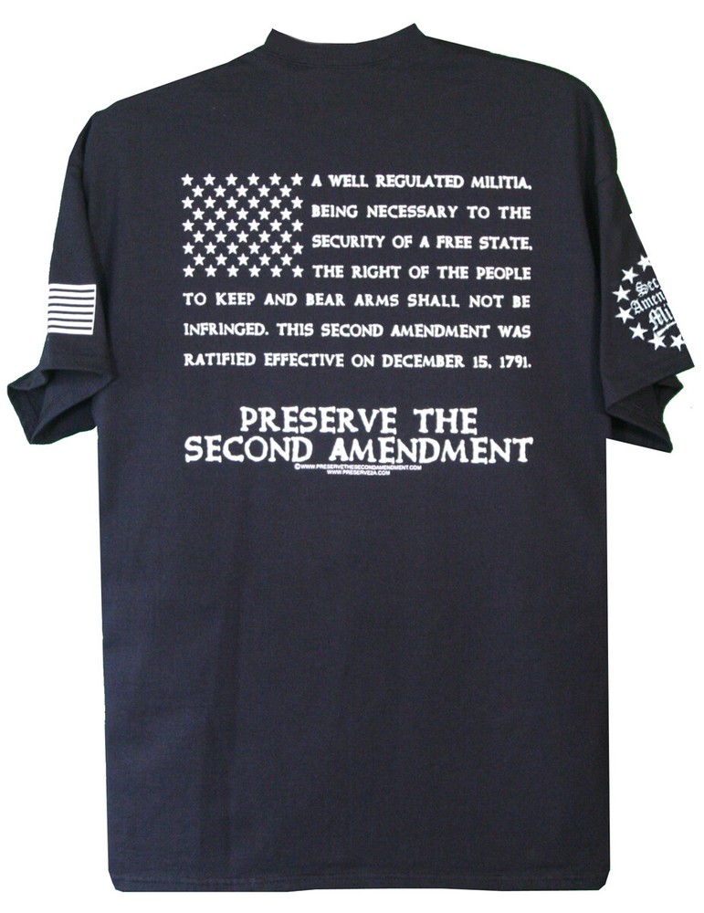 Second Amendment Militia Flag T-Shirt 2nd Right To Bear Arms Gun Rights AR