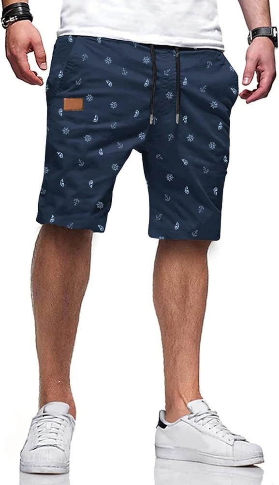 JMIERR Mens Casual Shorts – Cotton Drawstring X-Large, U Coconut Tree Blue2