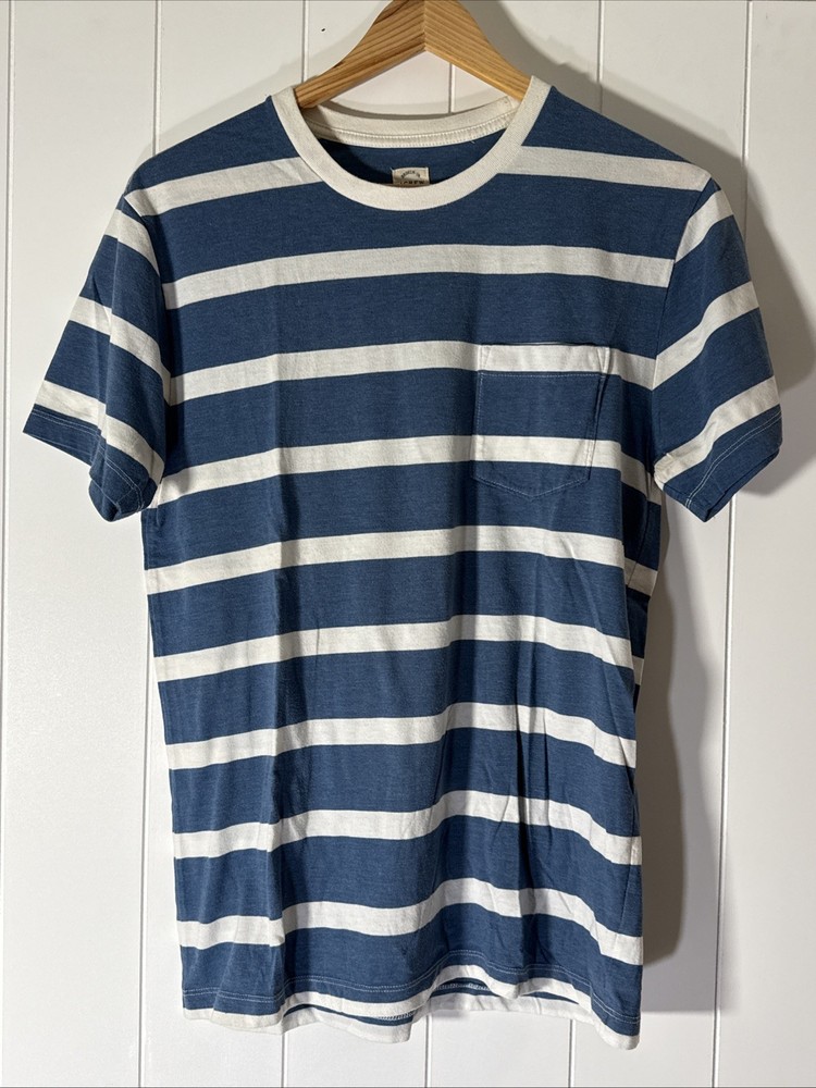 J.Crew Broken-In Pocket Tee Mens S Slim Fit Navy White Wide Stripe