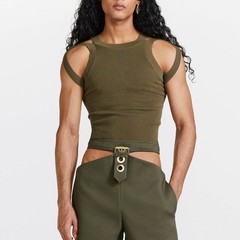 Slim Fit Knitted Tank Top Men’s Elastic Base Coat Sexy Tight Sleeveless T-Shirt