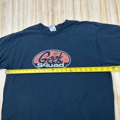 Y2K Geek Squad Thrashed Faded Mens XL Employee Black T Shirt Vtg IT Tech