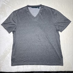 Perry Ellis Shirt Mens XL Gray Short Sleeve V Neck