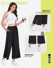 CAMPSNAIL Wide Leg Pants Women 25″/29″ Casual Summer Capri Sweatpants Lightw…
