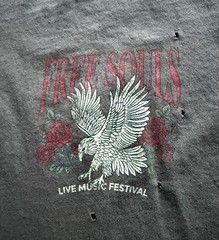 Garage Free Souls Distressed Music Festival T Shirt Sz Large Gray Grunge Tee