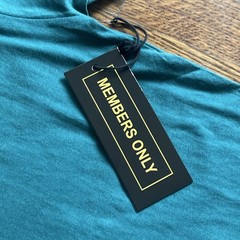 Members Only Mens Teal Green S T-Shirt Embroidered Chrysanthemum Double Sided