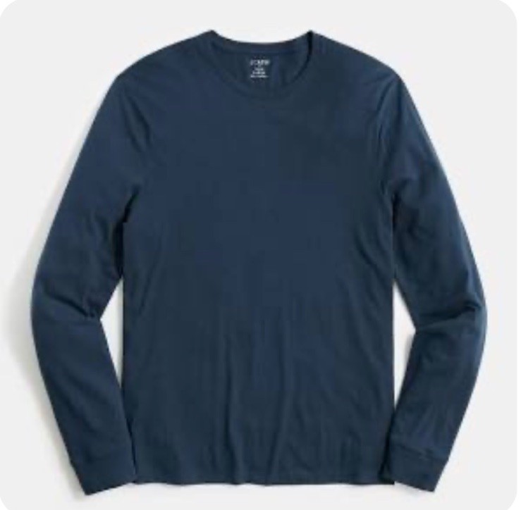 J Crew Mens Long Sleeve Washed Jersey Tee~Size L~Vintage Navy Cotton NWT