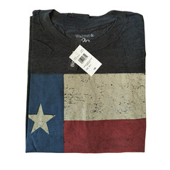 Walnut & 39th Distressed Texas Flag Graphic T-Shirt Charcoal Gray 3XLT Bioworld
