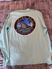 Margaritaville Fins Up Shark Celadon Long Sleeve Men’s T-Shirt Cotton Size M