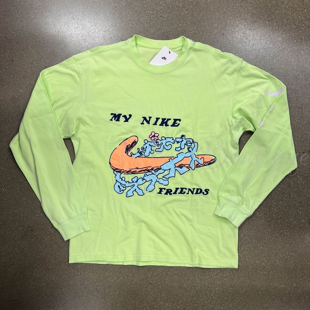 NWT Nike DZ3080-383 Men Sportswear Max90 LongSleeve Cotton Tee Shirt Lime Size L