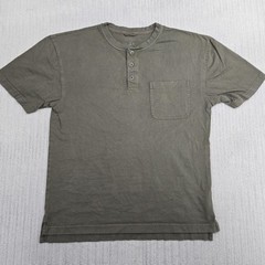 Red Head Henley Shirt Mens Medium Olive Green Short Sleeve Chest Pocket Tee