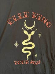 Elle King 2022 Tour Black Graphic Tee with Gold Snake & Red Text