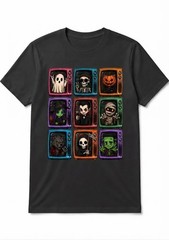 Retro TV Halloween Monsters T-Shirt, Spooky Cartoon Characters, Ghost T-Shirt