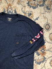 Ariat Rebar Shirt Mens Large Blue Long Sleeve Pocket Workwear Logo Tee Tagless