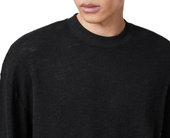 AllSaints Men’s Foster Ls Crew Neck Jet Black Size XXL