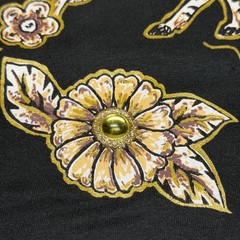 Zebra Floral Shirt Mens XL Black Graphic Animal Beaded Flowers Tee Embellished