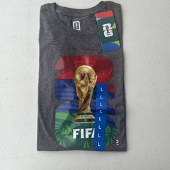 FIFA World Cup Men’s Gray Graphic Print Logo Crew Neck Short Sleeve T-Shirt
