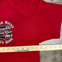 Laughlin River Run Men’s Large 2014 Work Sucks Let’s Ride Shirt Red Crewneck NWT