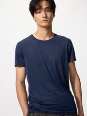 NWT UNIQLO Men AIRism Short Sleeve Crew Neck T-shirt Japan L (US M) Navy