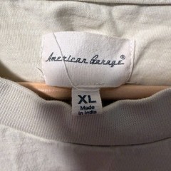 American Garage Shirt Salmon Fish Graphic Mens XL Tan Short Sleeve Cotton Tee