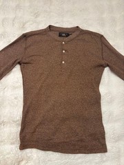 RRL Henley Thermal Shirt XS US Size S Stretchable Black Unisex