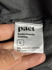 pact organic cotton/hemp Blend Men’s T-shirt Size L