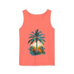 Tropical Palm Tree Sunset Tank Top Beach Vacation Apparel