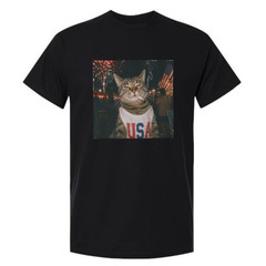 Funny Patriotic Smoking Cat Shirt, Vintage USA Meme Graphic Tee