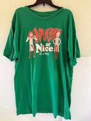 RICK & MORTY Mens XL Naughty or Nice Adult Swim T-shirt Green Christmas Cartoon