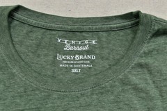 Lucky Brand Men’s Lucky Label Green Short Sleeve Crew Neck Size 3XLT NEW