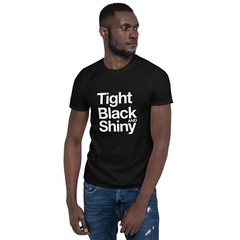 TIGHT BLACK and SHINY T-shirt. (gay, rubber, man, mens, fetish, kink, leather)