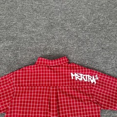 Mertra letter-printed checked shirt – loose-fitting casual short-sleeved shirt